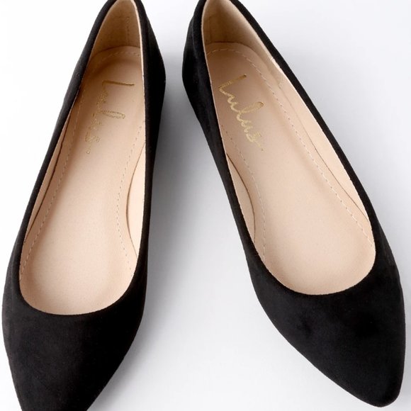Lulus Shoes - Lulu's Holly Black Suede Flats Size 6